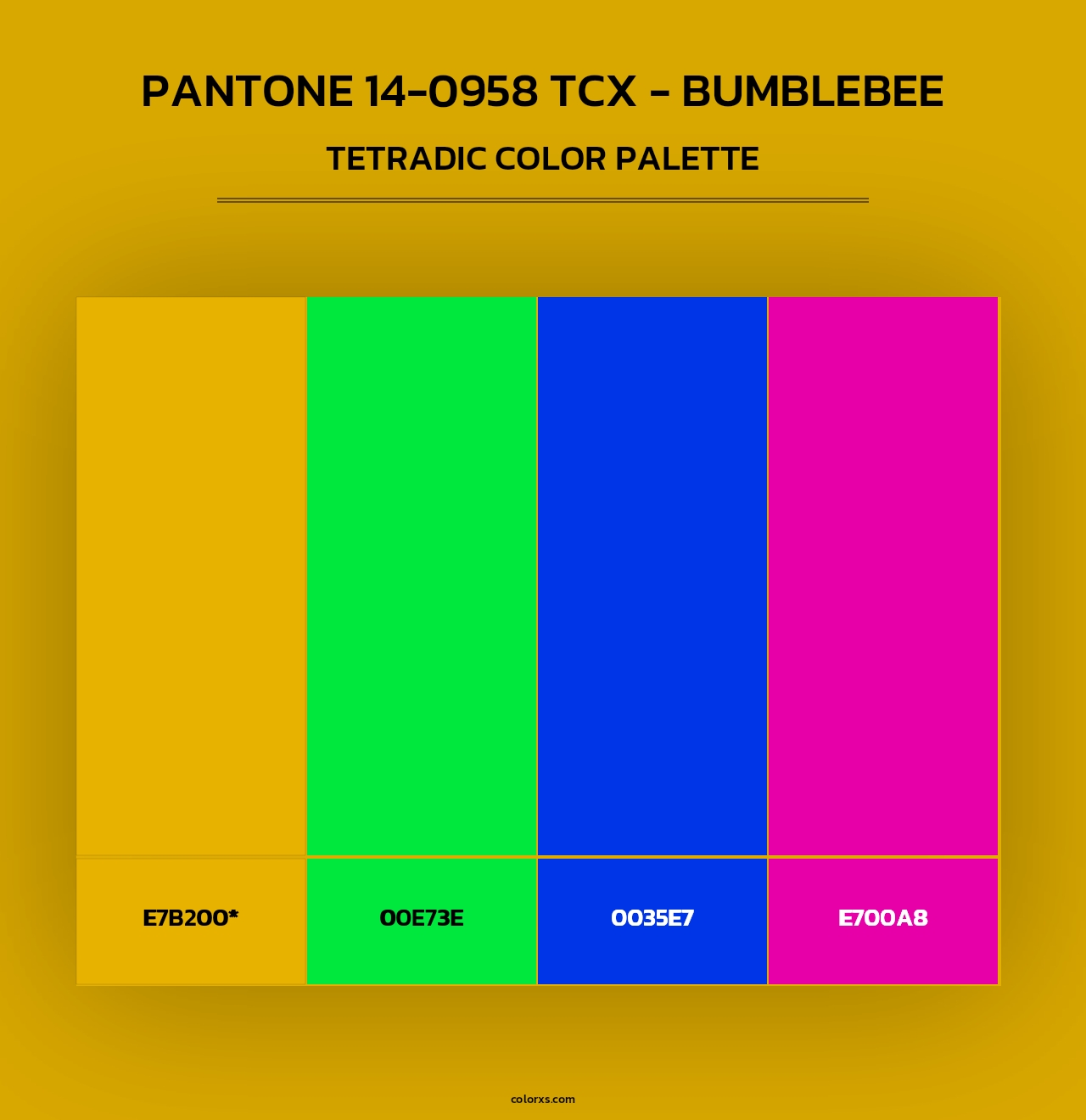 PANTONE 14-0958 TCX - Bumblebee - Tetradic Color Palette