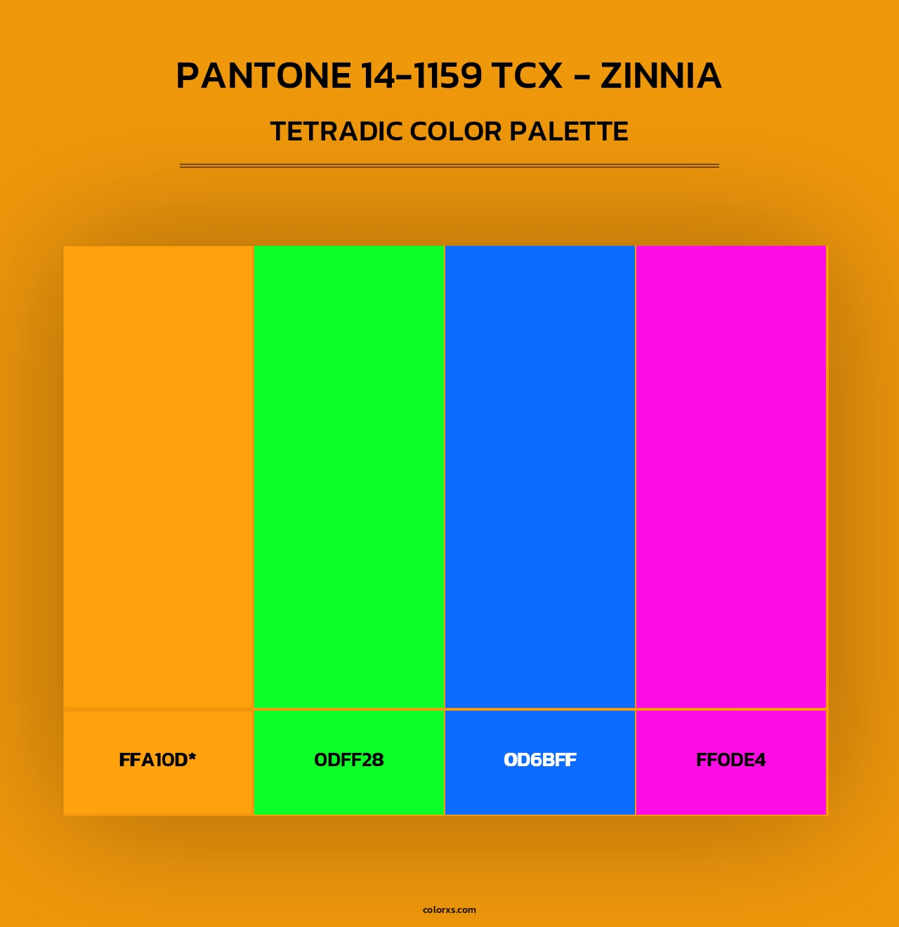 PANTONE 14-1159 TCX - Zinnia - Tetradic Color Palette