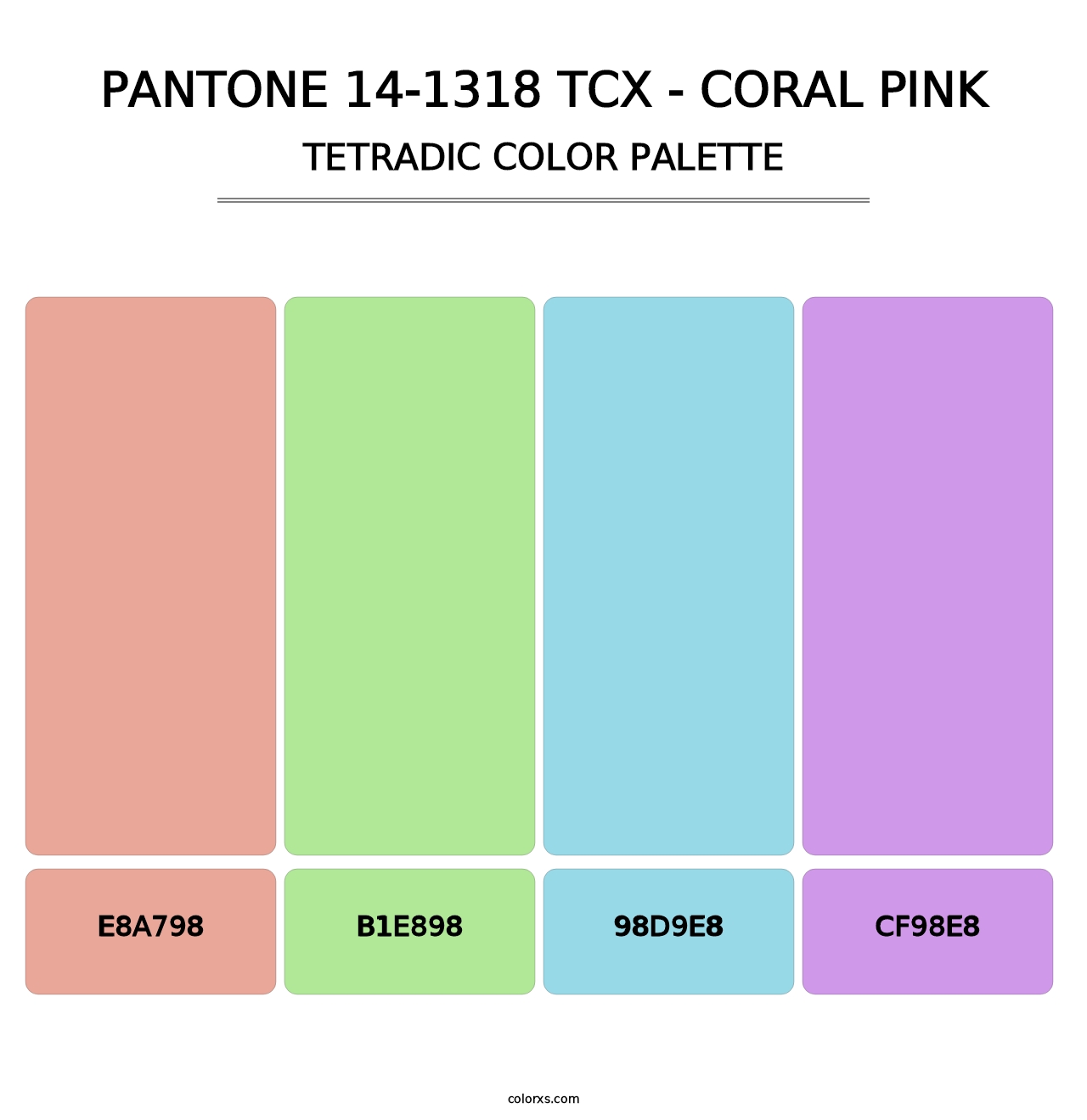 PANTONE 14-1318 TCX - Coral Pink - Tetradic Color Palette