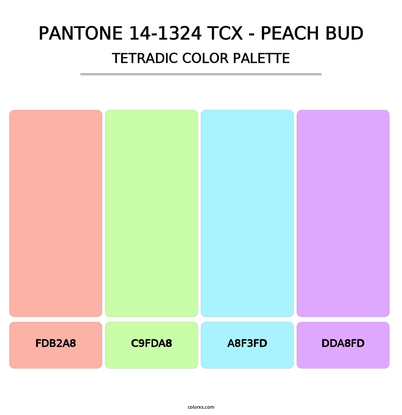 PANTONE 14-1324 TCX - Peach Bud - Tetradic Color Palette