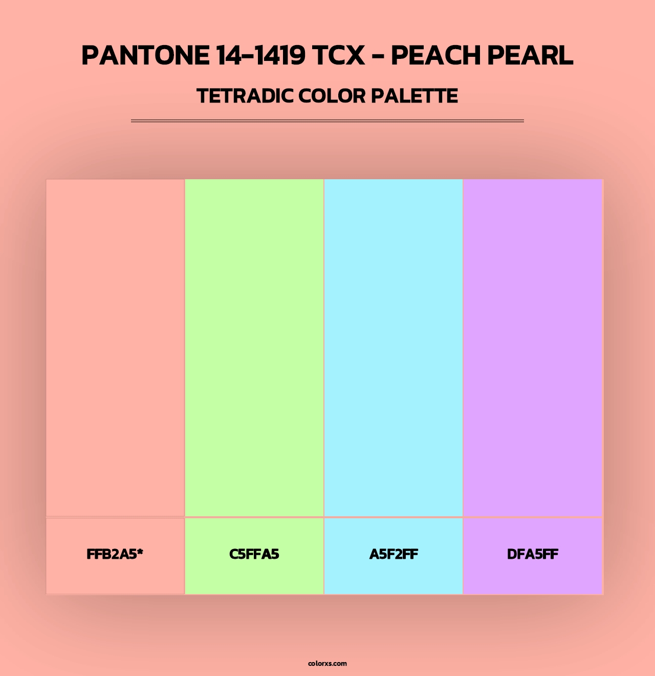 PANTONE 14-1419 TCX - Peach Pearl - Tetradic Color Palette