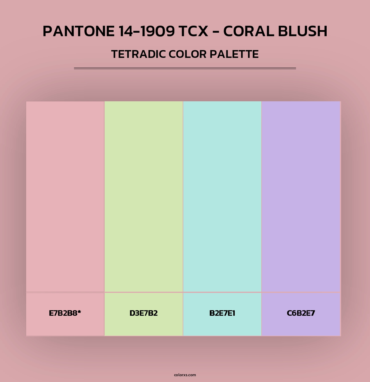 Pantone 14-1909 TCX - Coral Blush - Tetradic Color Palette