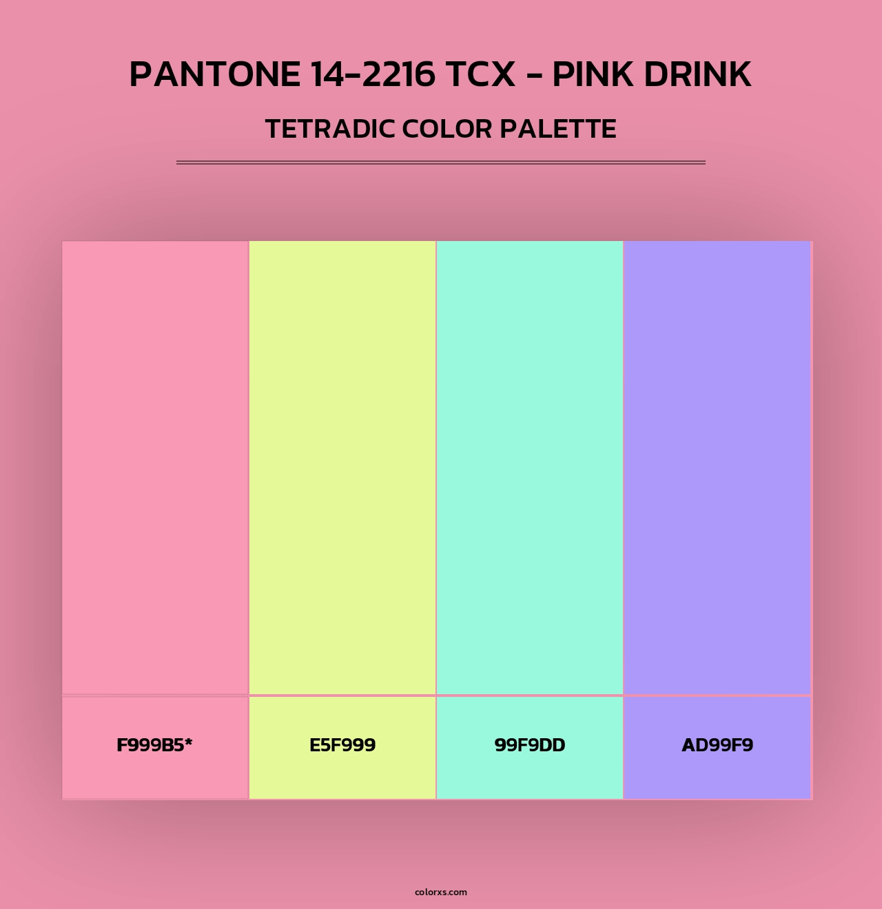 PANTONE 14-2216 TCX - Pink Drink - Tetradic Color Palette