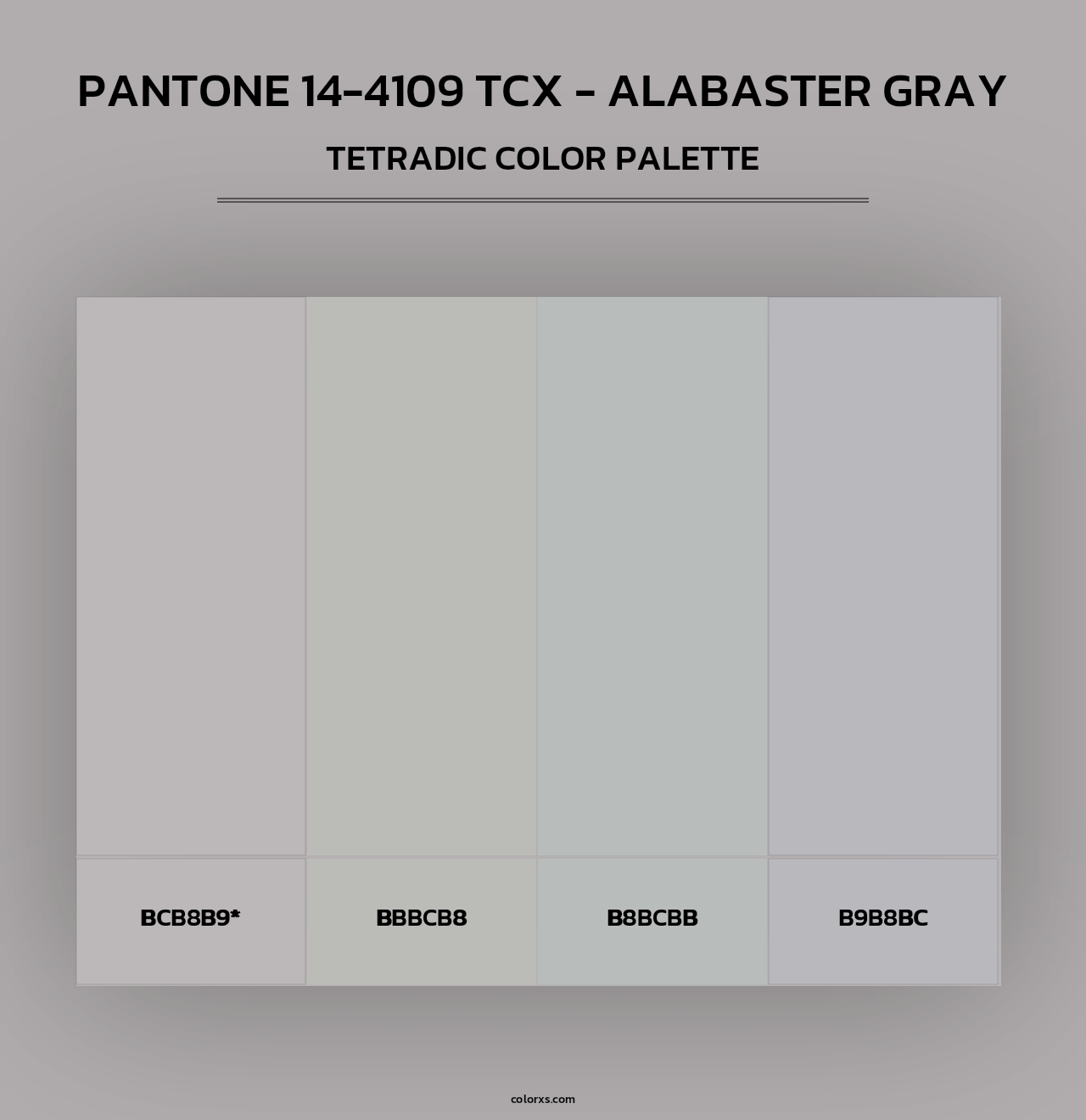 Pantone 14-4109 TCX - Alabaster Gray - Tetradic Color Palette