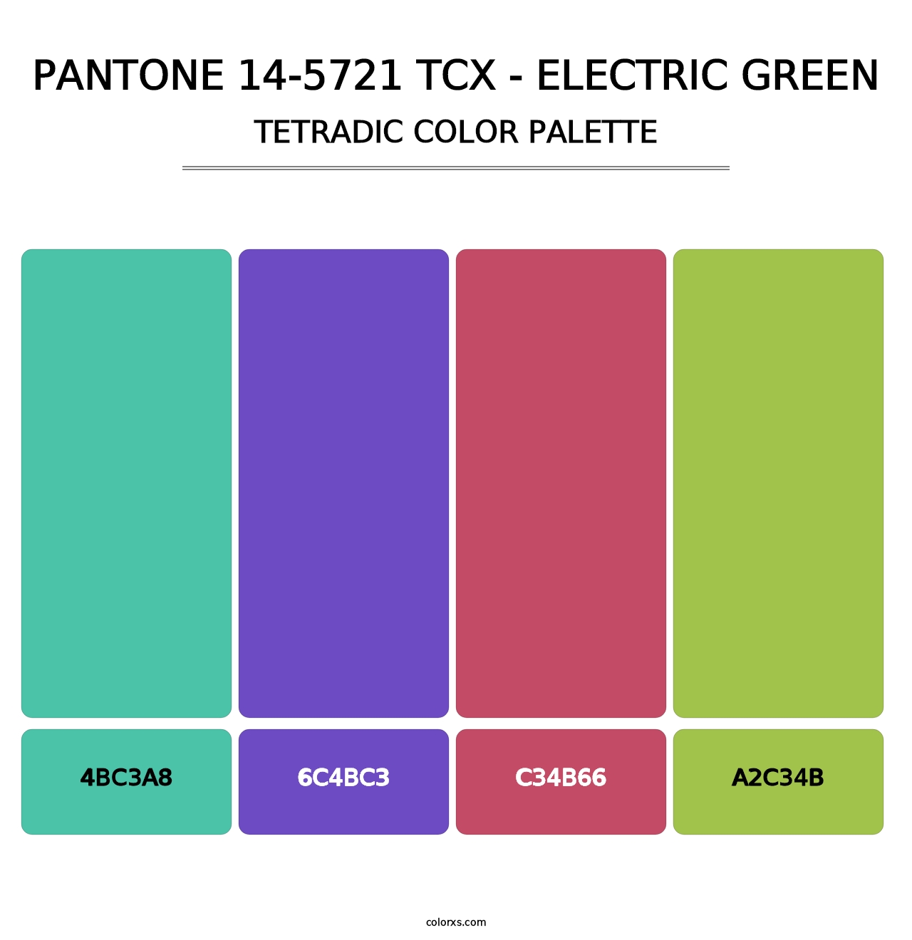 PANTONE 14-5721 TCX - Electric Green - Tetradic Color Palette