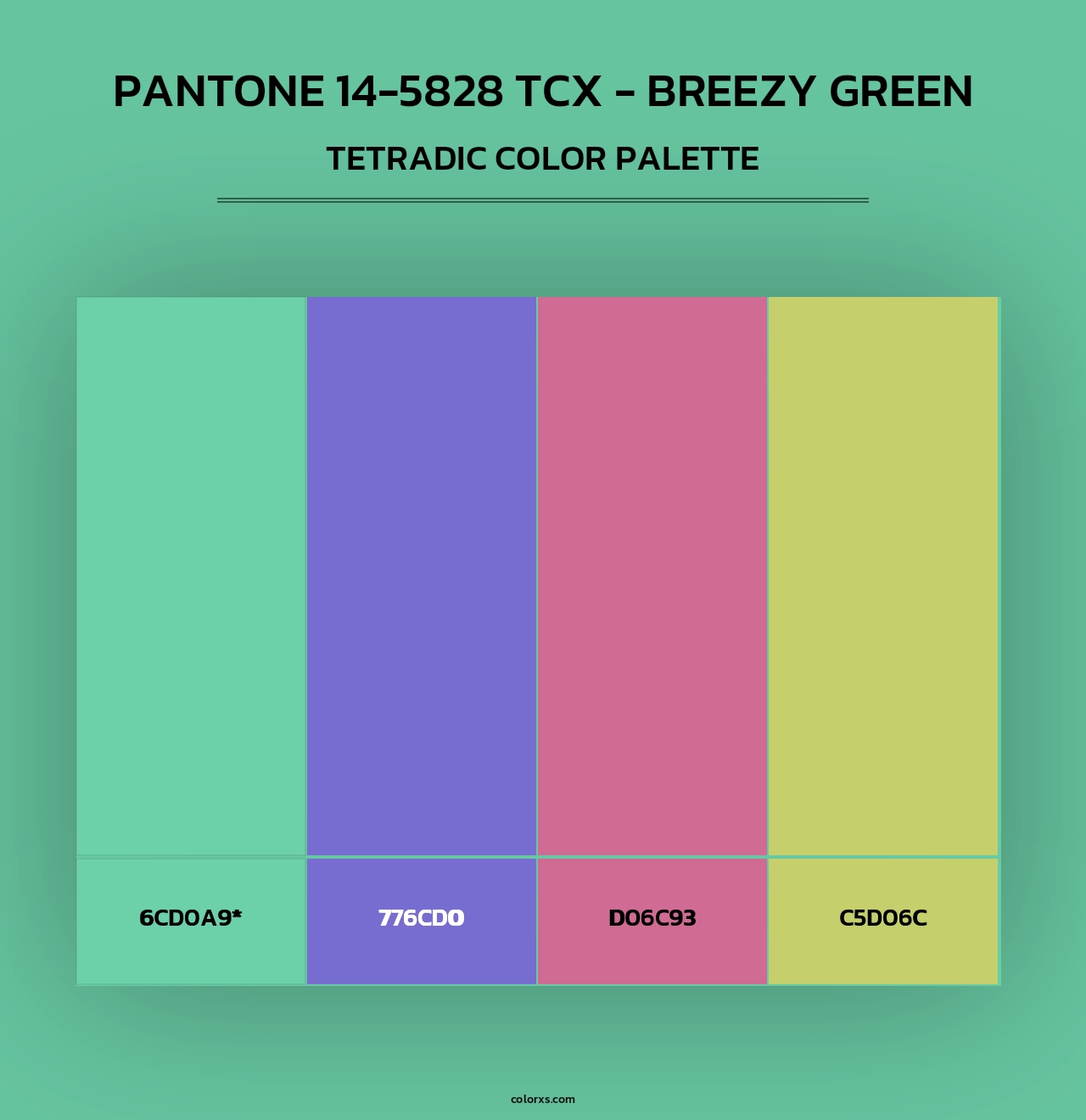 Pantone 14-5828 TCX - Breezy Green - Tetradic Color Palette
