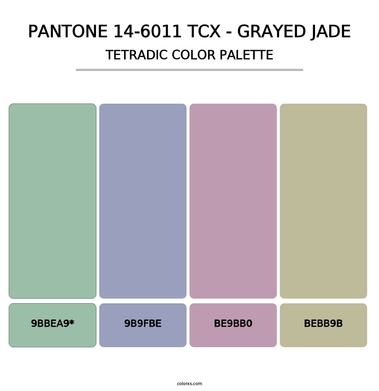 PANTONE 14-6011 TCX - Grayed Jade - Tetradic Color Palette