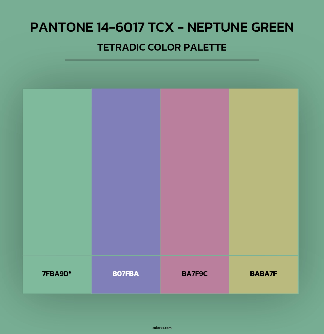 Pantone 14-6017 TCX - Neptune Green - Tetradic Color Palette