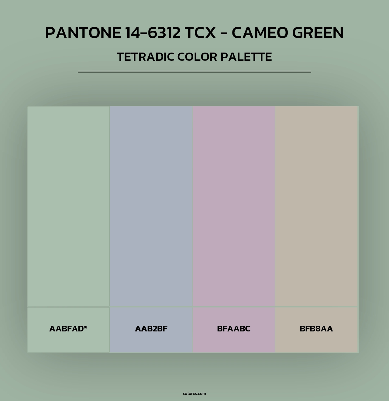 PANTONE 14-6312 TCX - Cameo Green - Tetradic Color Palette