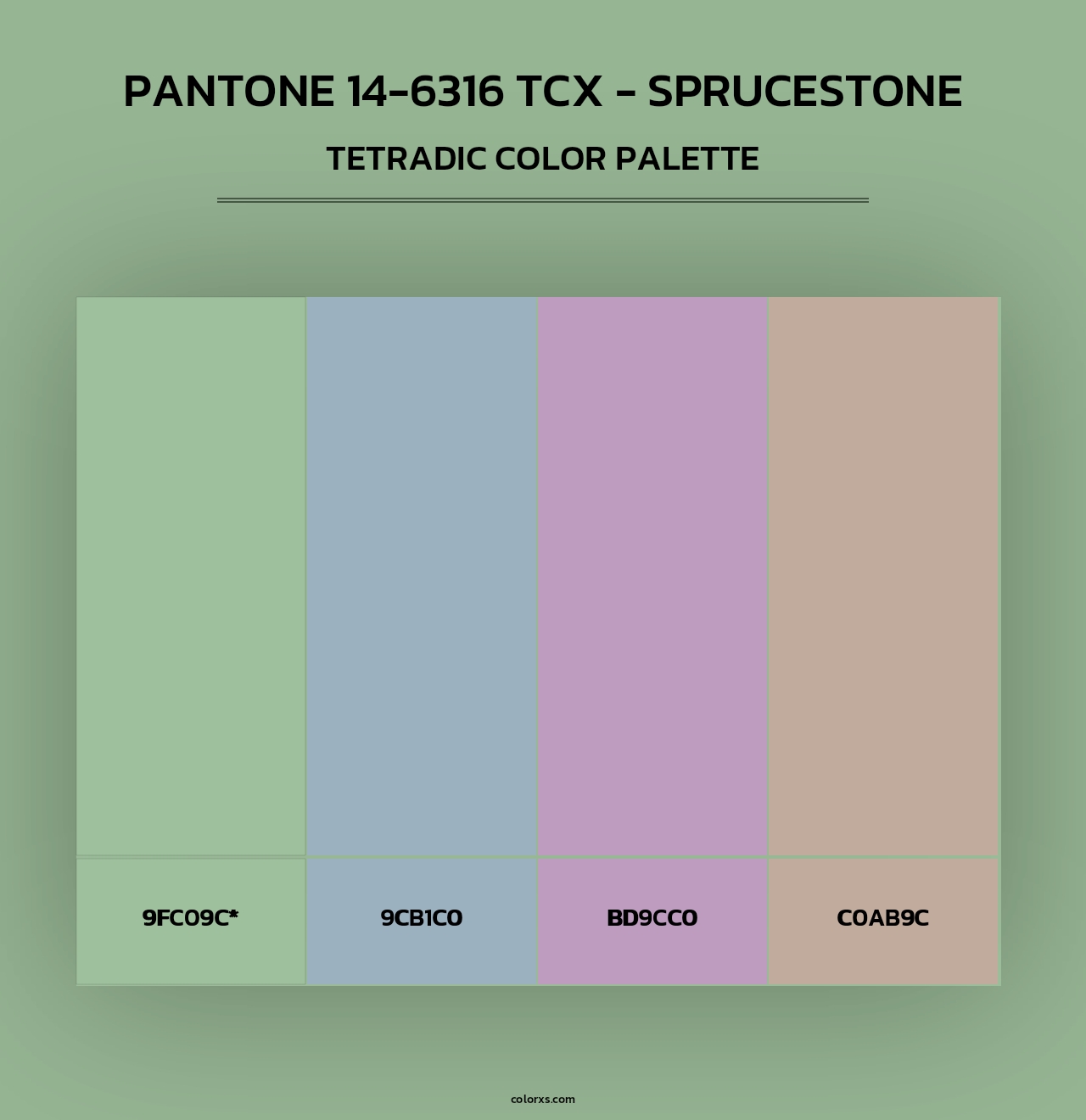 PANTONE 14-6316 TCX - Sprucestone - Tetradic Color Palette