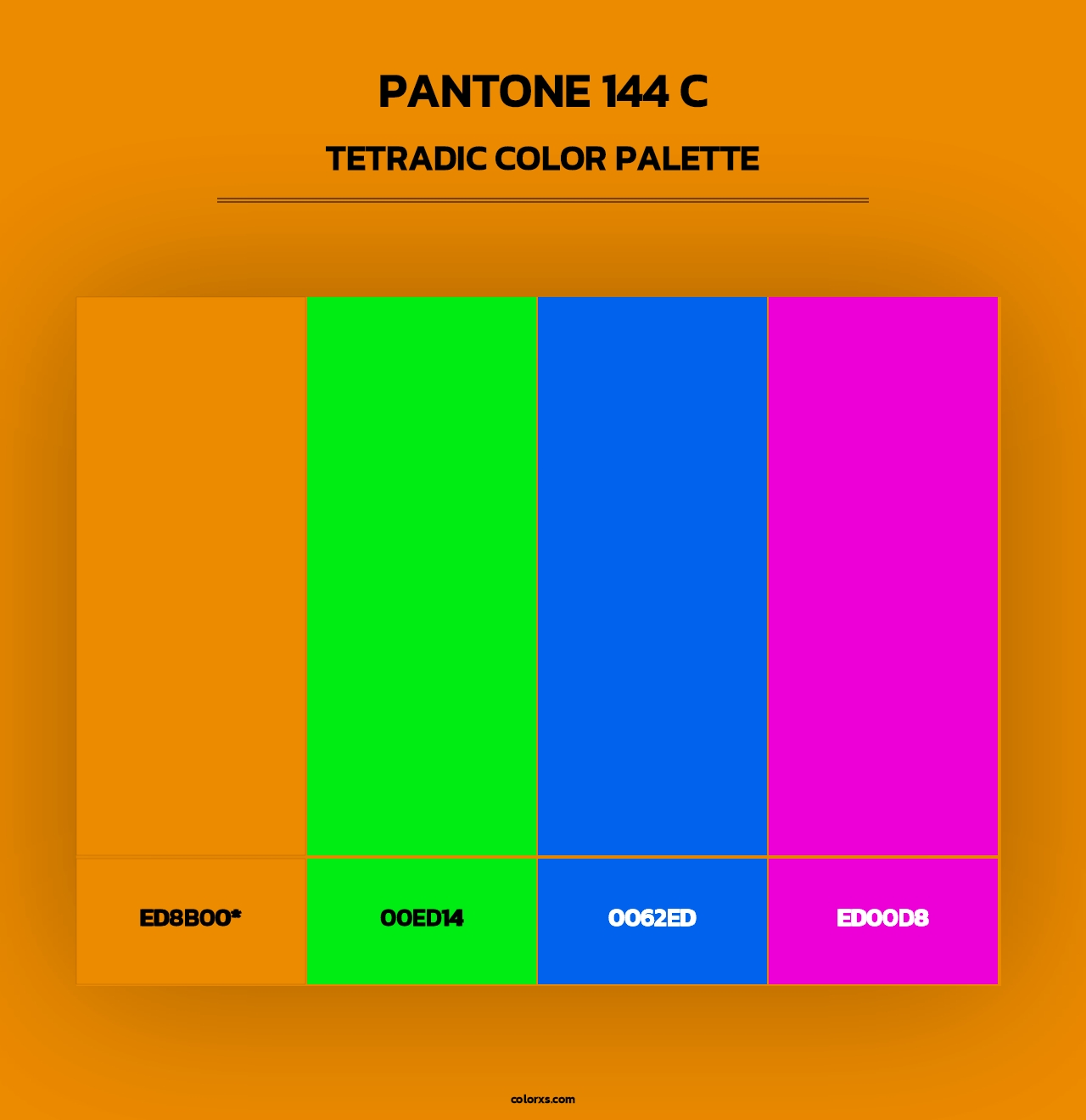 PANTONE 144 C - Tetradic Color Palette