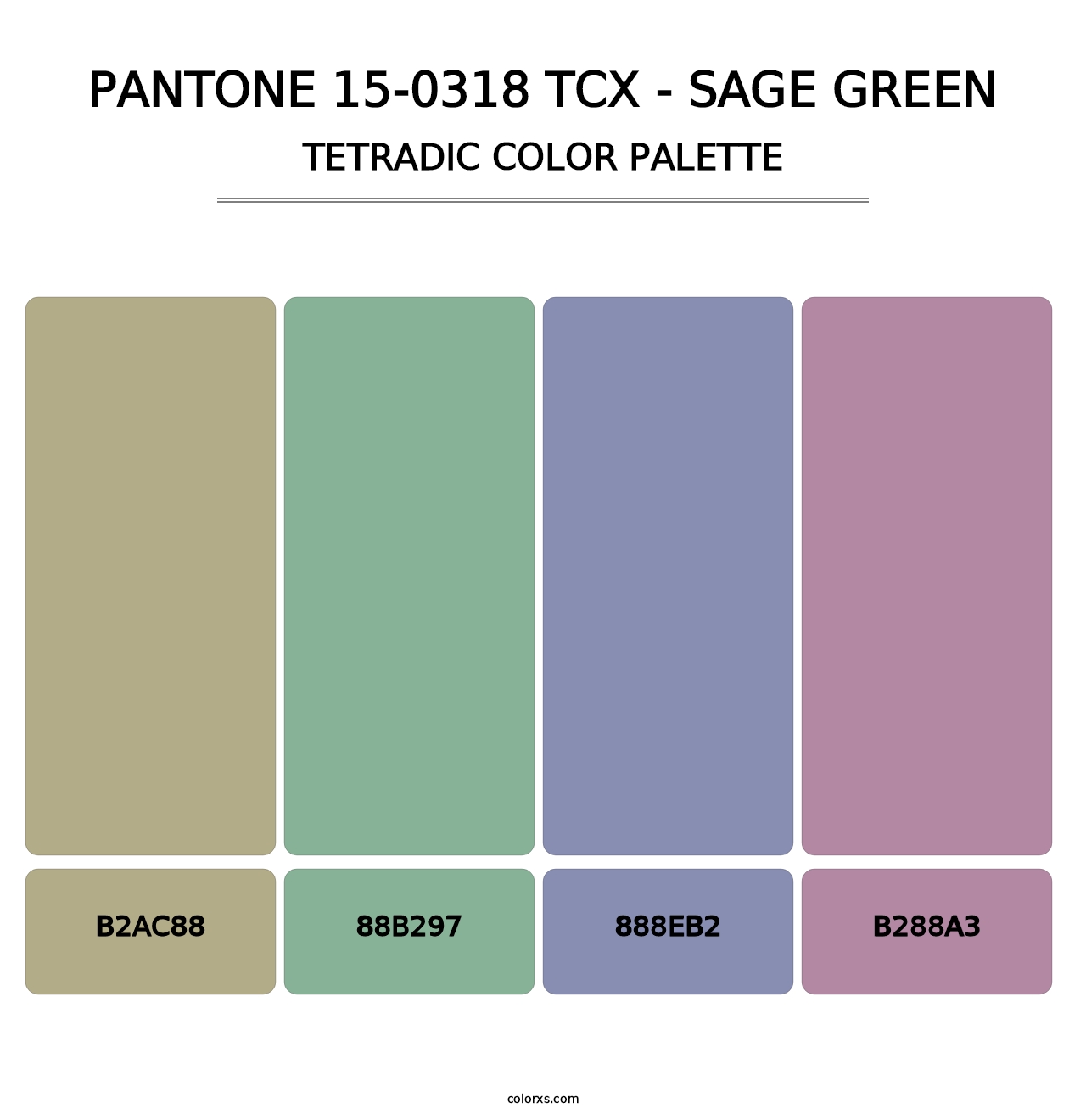 PANTONE 15-0318 TCX - Sage Green - Tetradic Color Palette