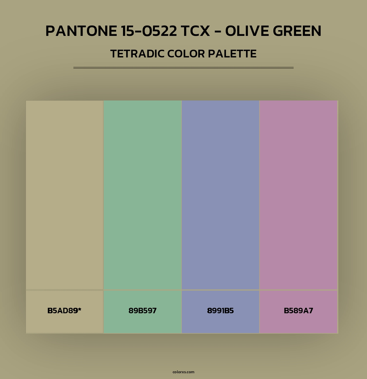 Pantone 15-0522 TCX - Olive Green - Tetradic Color Palette