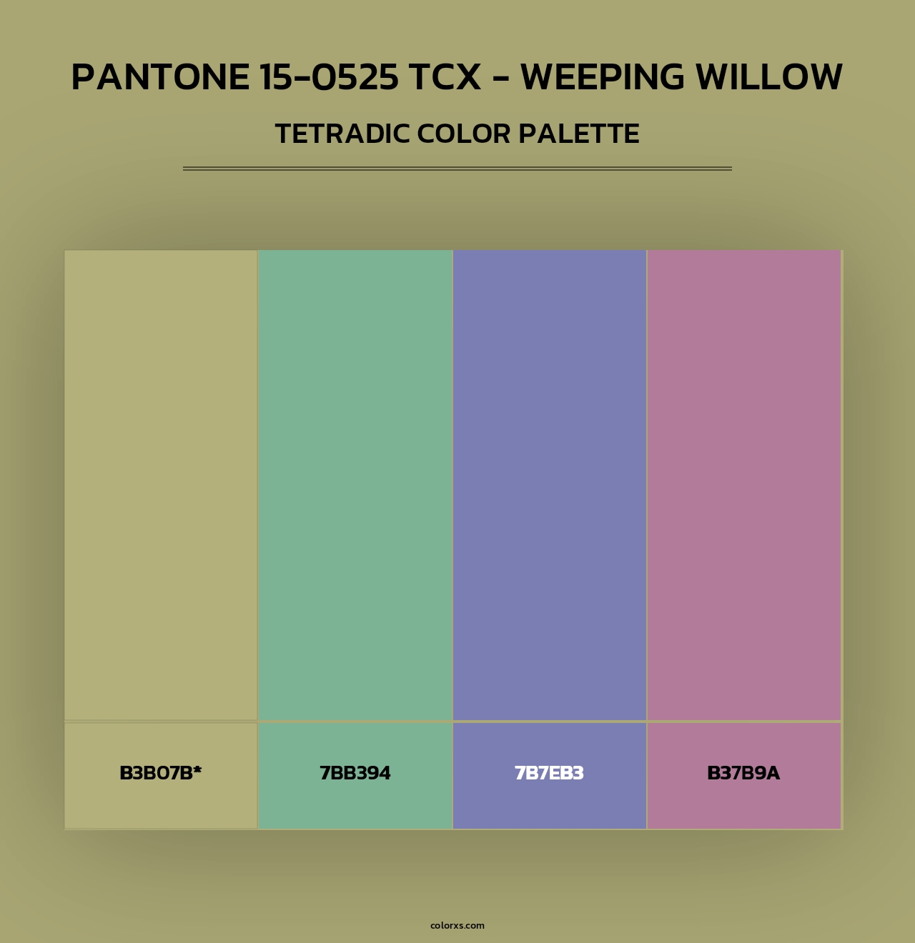 Pantone 15-0525 TCX - Weeping Willow - Tetradic Color Palette