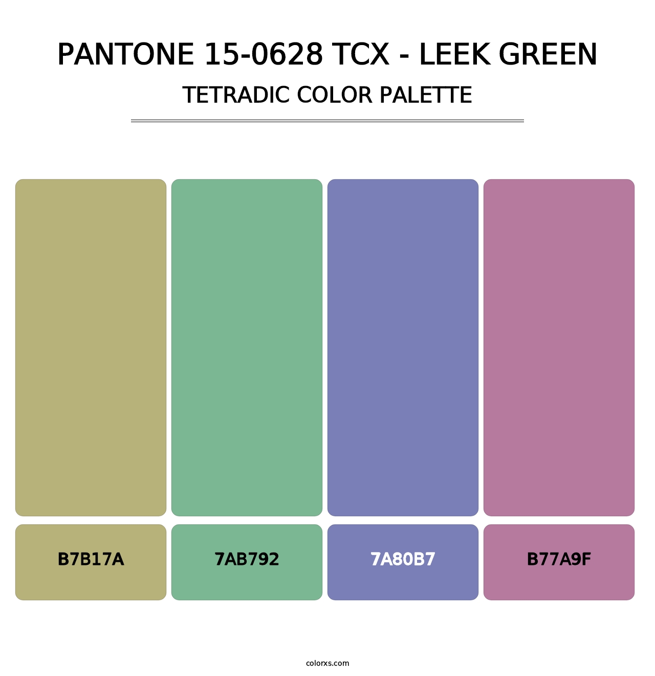 PANTONE 15-0628 TCX - Leek Green - Tetradic Color Palette