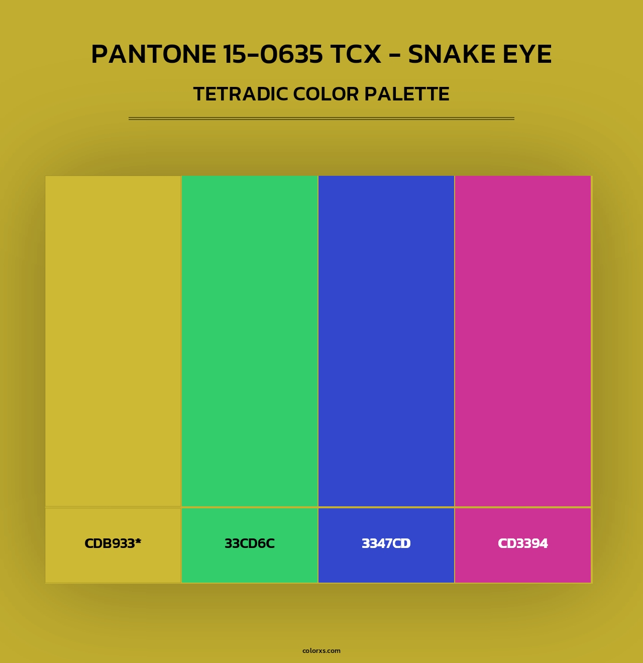 PANTONE 15-0635 TCX - Snake Eye - Tetradic Color Palette