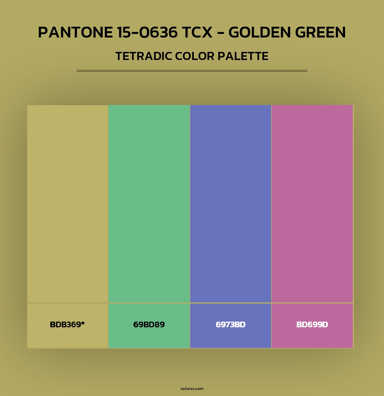 PANTONE 15-0636 TCX - Golden Green - Tetradic Color Palette
