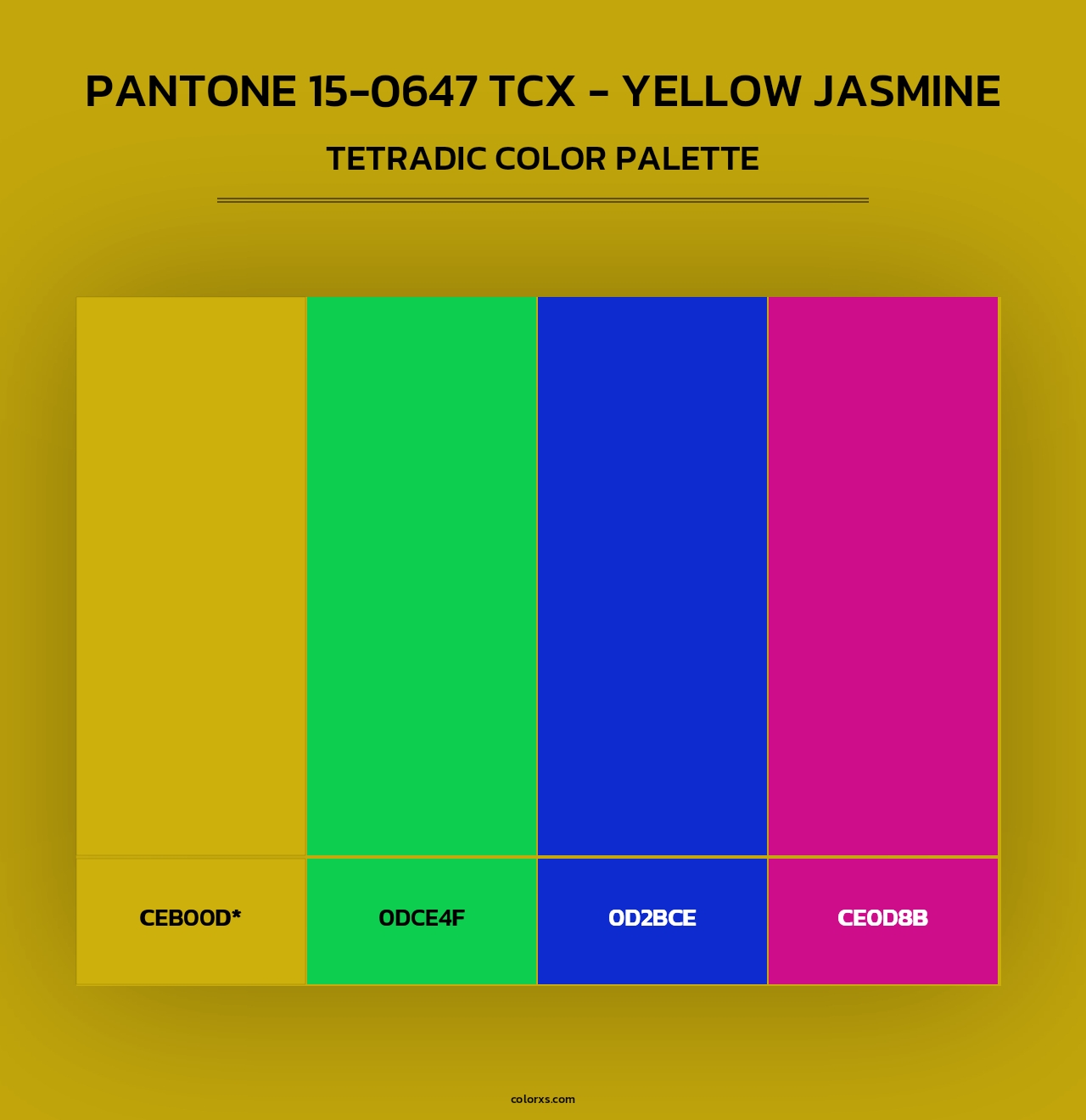 PANTONE 15-0647 TCX - Yellow Jasmine - Tetradic Color Palette