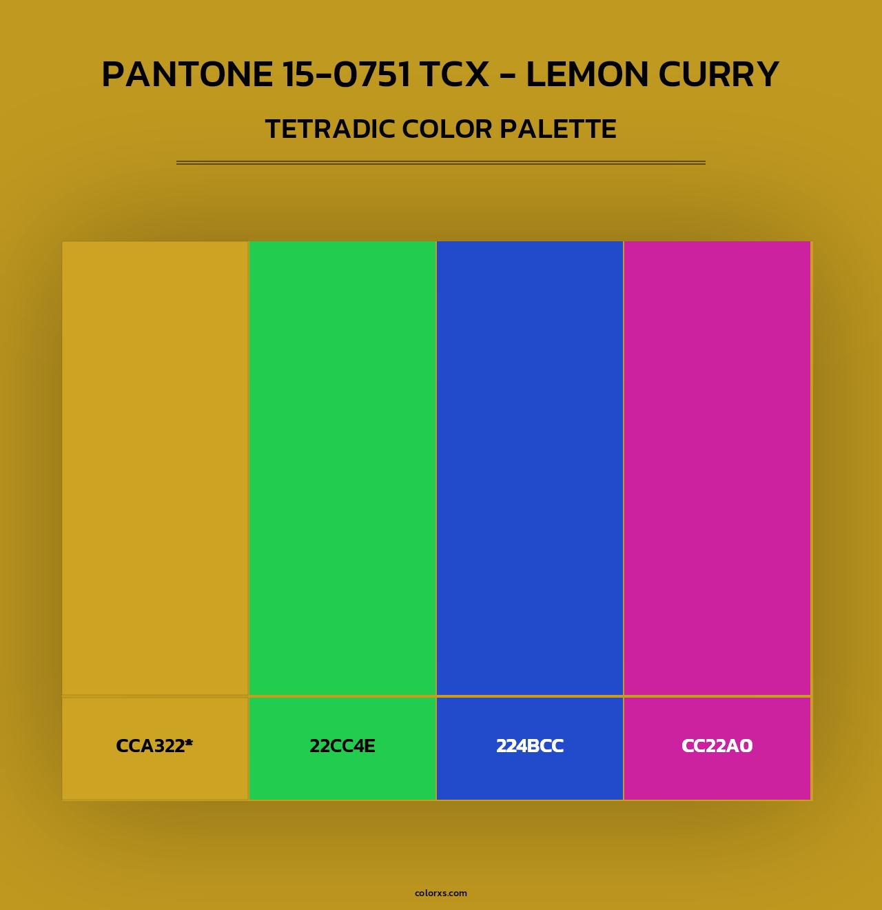 Pantone 15-0751 TCX - Lemon Curry - Tetradic Color Palette