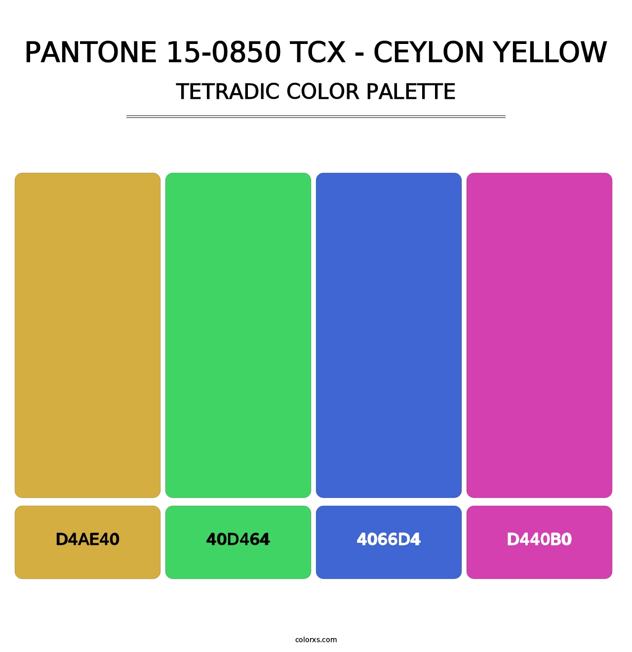 PANTONE 15-0850 TCX - Ceylon Yellow - Tetradic Color Palette
