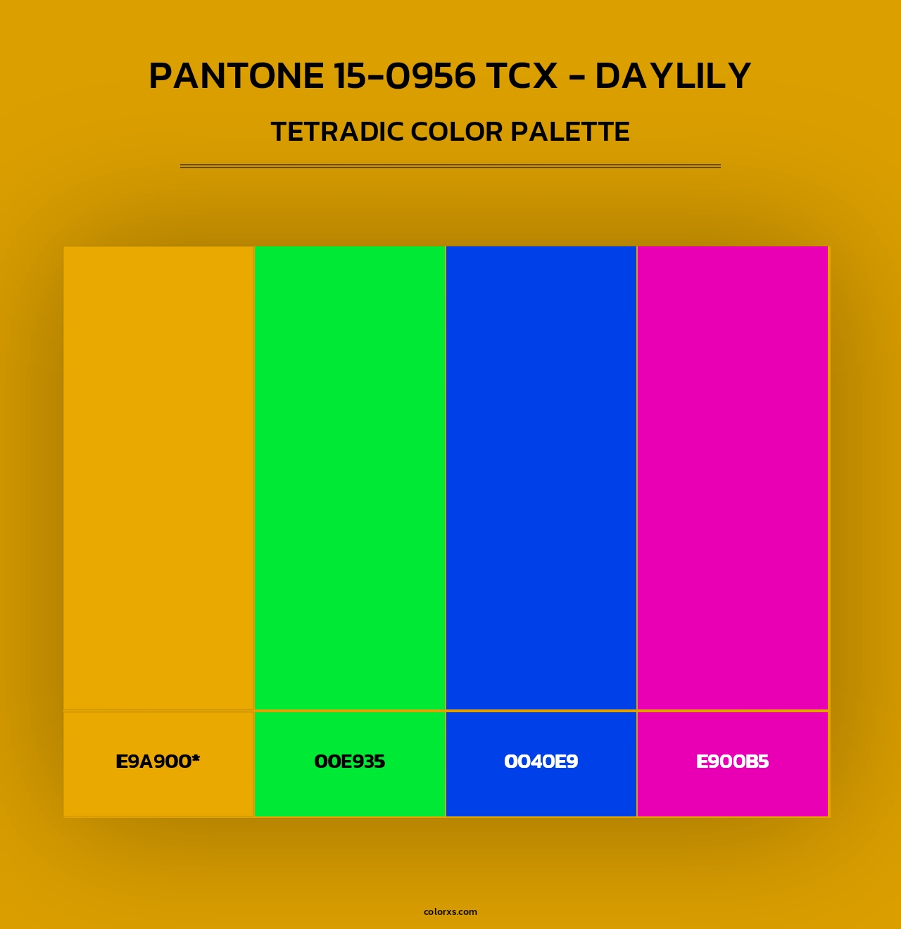 Pantone 15-0956 TCX - Daylily - Tetradic Color Palette