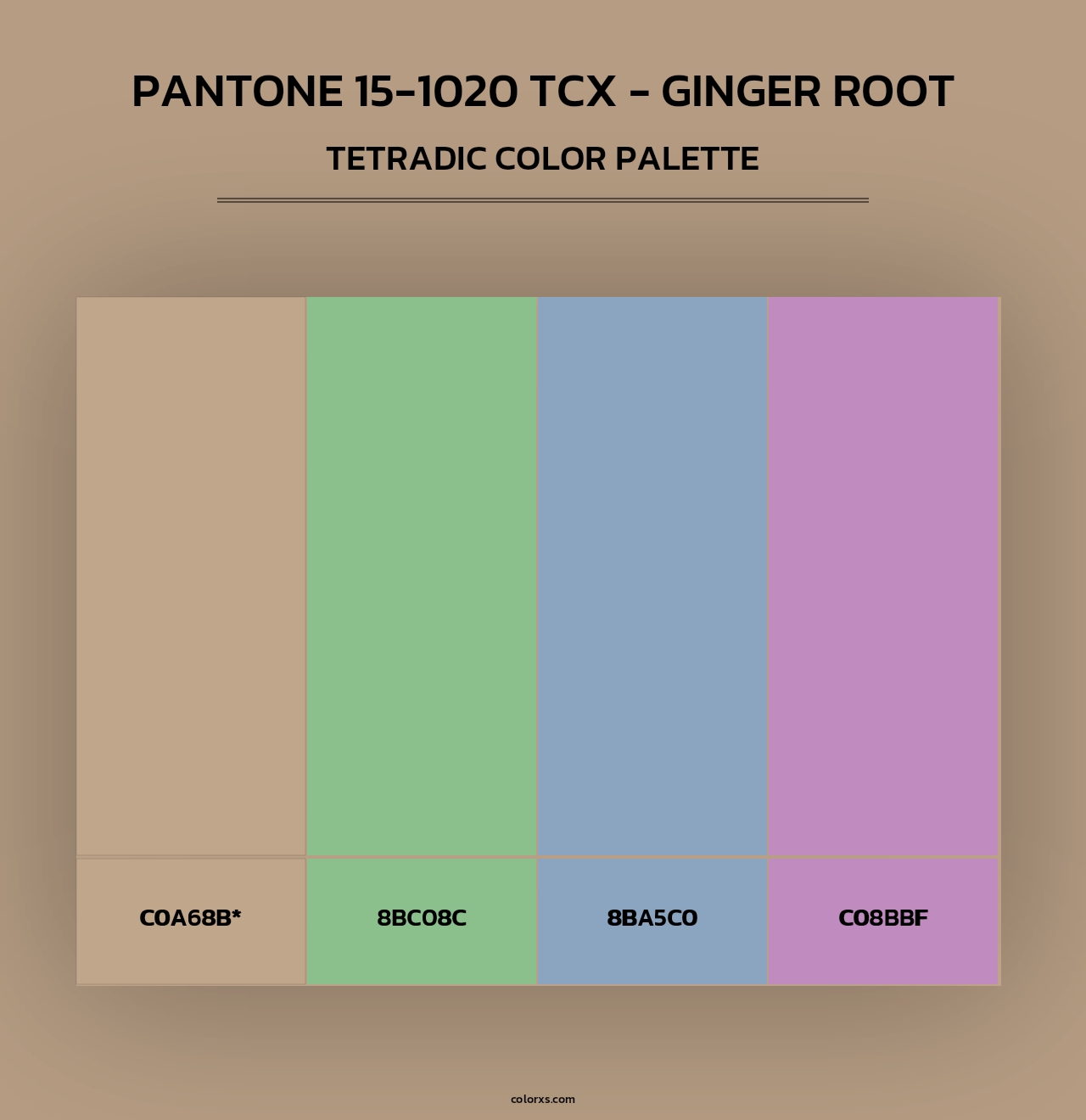 PANTONE 15-1020 TCX - Ginger Root - Tetradic Color Palette