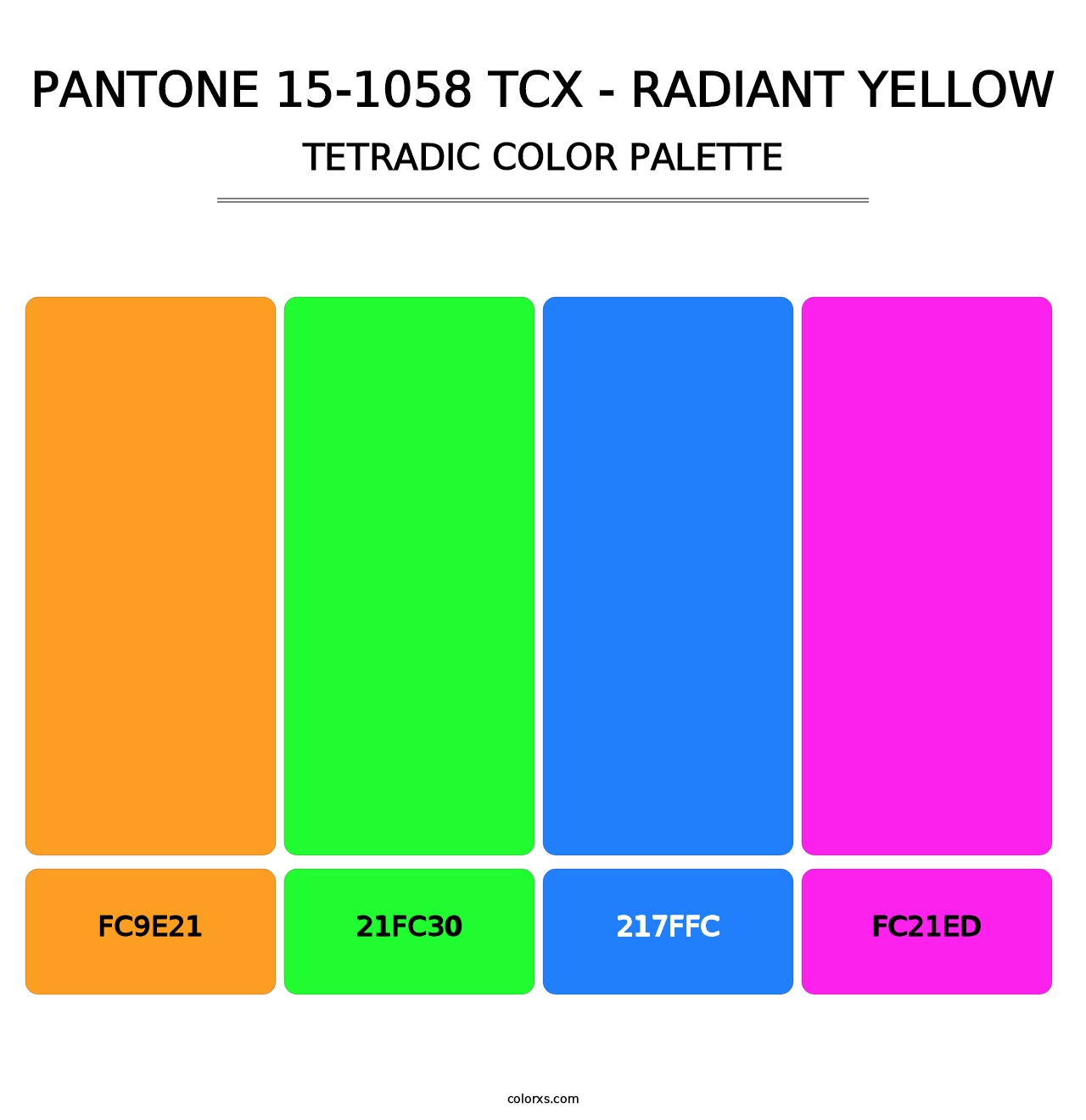 PANTONE 15-1058 TCX - Radiant Yellow - Tetradic Color Palette
