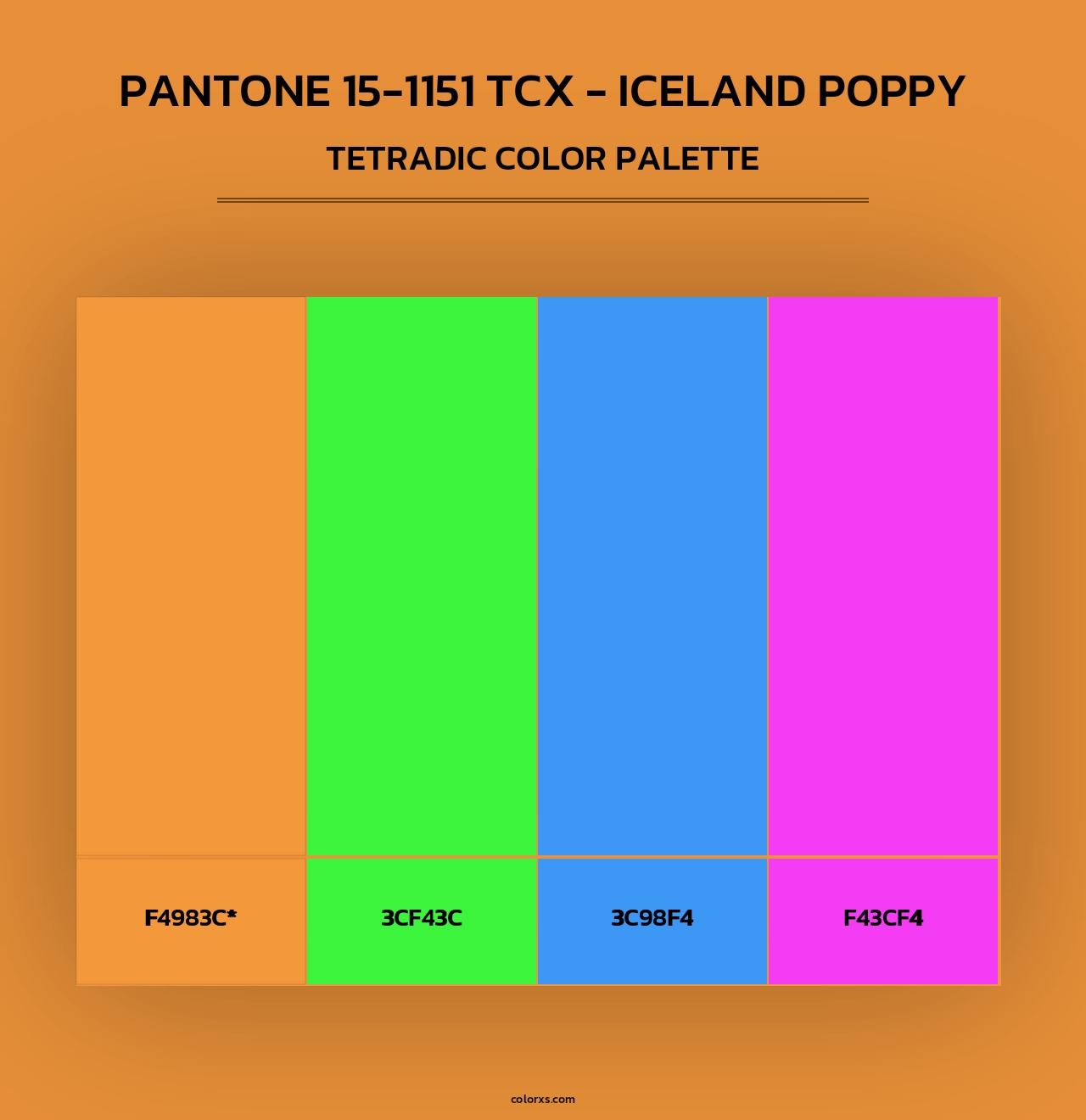 PANTONE 15-1151 TCX - Iceland Poppy - Tetradic Color Palette