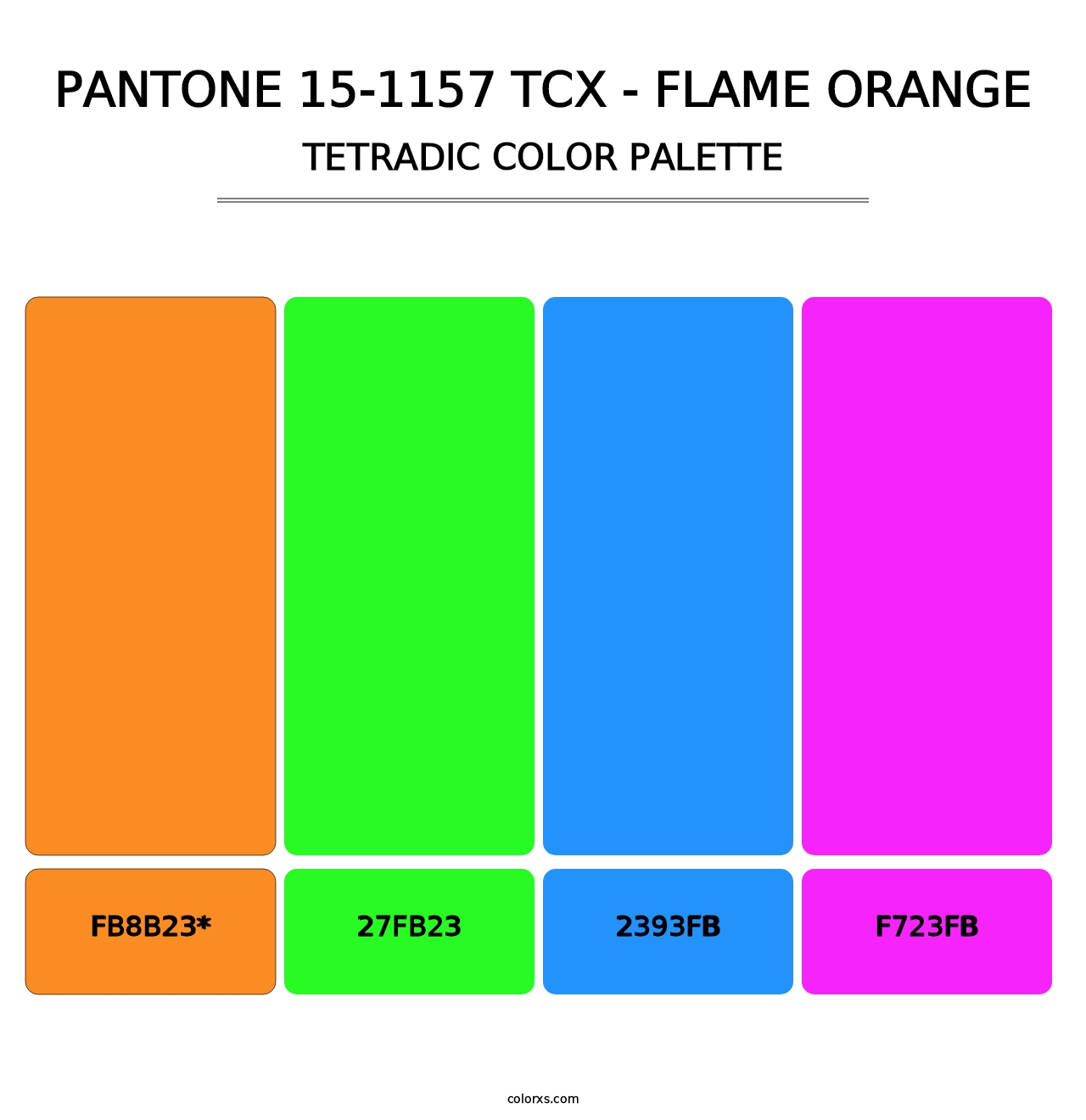 PANTONE 15-1157 TCX - Flame Orange - Tetradic Color Palette