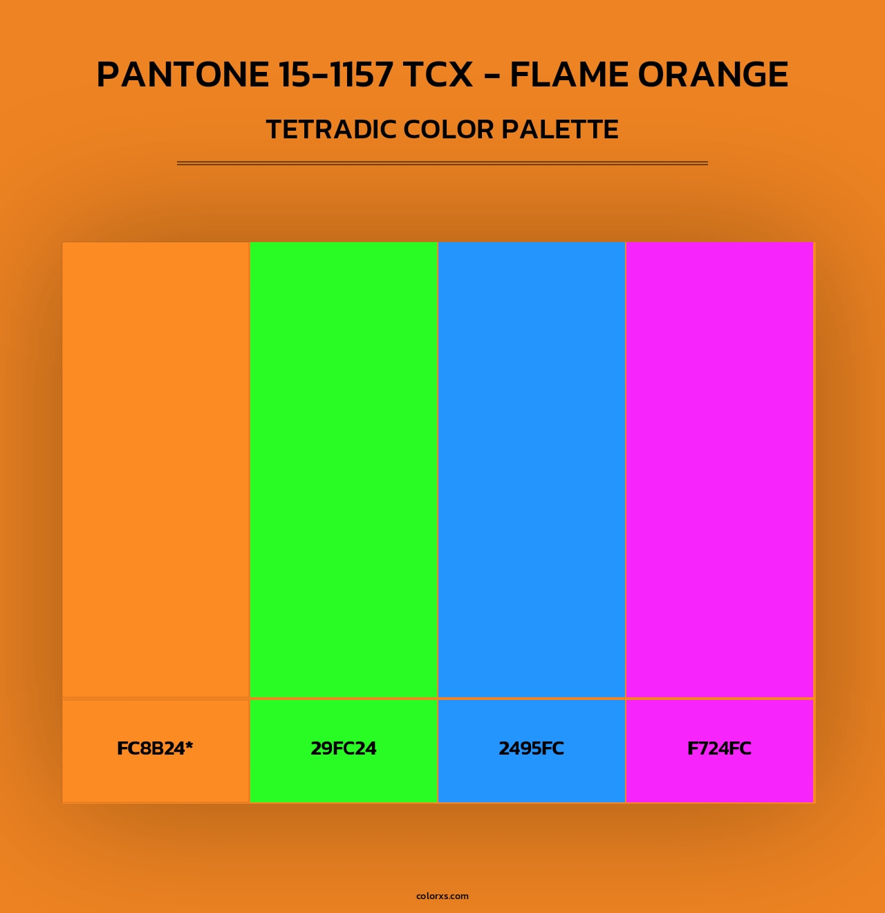 PANTONE 15-1157 TCX - Flame Orange - Tetradic Color Palette