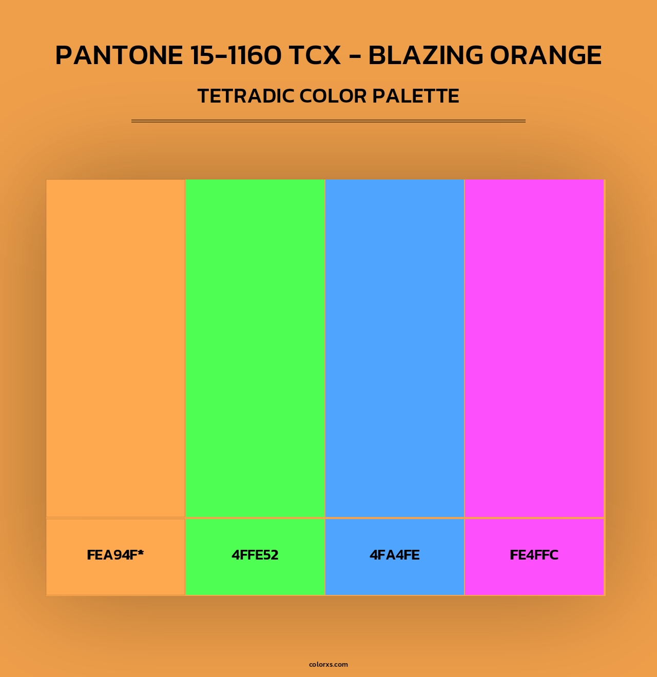 PANTONE 15-1160 TCX - Blazing Orange - Tetradic Color Palette