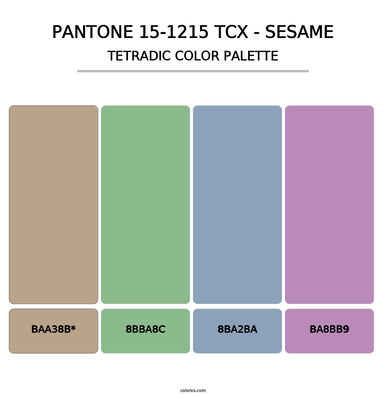 PANTONE 15-1215 TCX - Sesame - Tetradic Color Palette