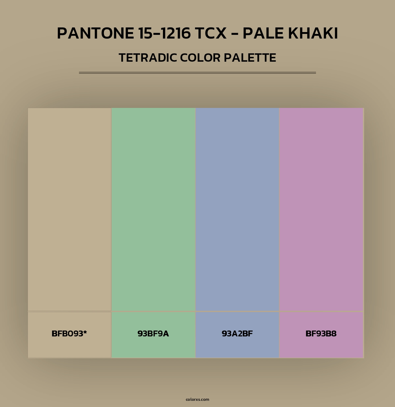 Pantone 15-1216 TCX - Pale Khaki - Tetradic Color Palette
