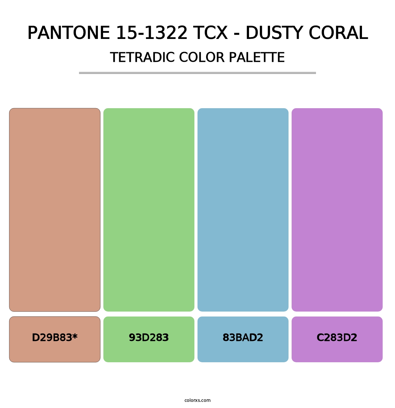 PANTONE 15-1322 TCX - Dusty Coral - Tetradic Color Palette