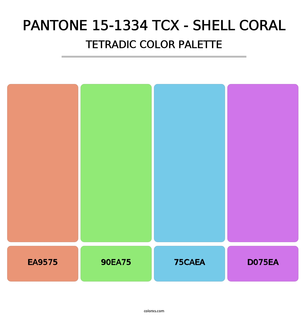 PANTONE 15-1334 TCX - Shell Coral - Tetradic Color Palette
