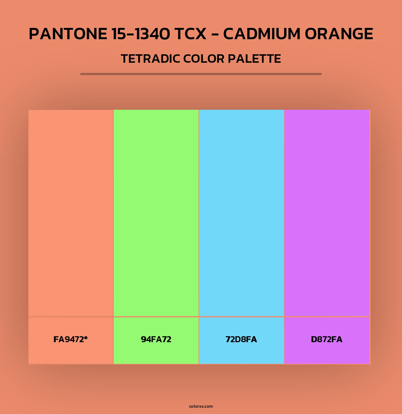 PANTONE 15-1340 TCX - Cadmium Orange - Tetradic Color Palette