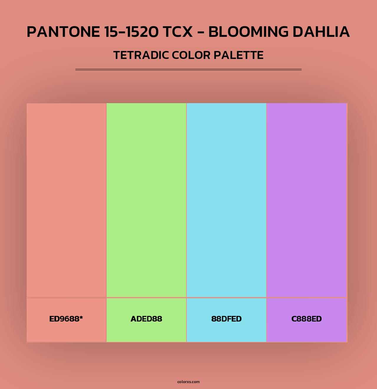 PANTONE 15-1520 TCX - Blooming Dahlia - Tetradic Color Palette