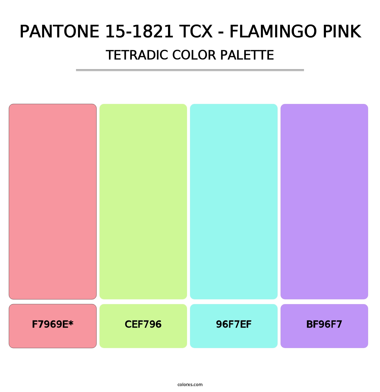 PANTONE 15-1821 TCX - Flamingo Pink - Tetradic Color Palette
