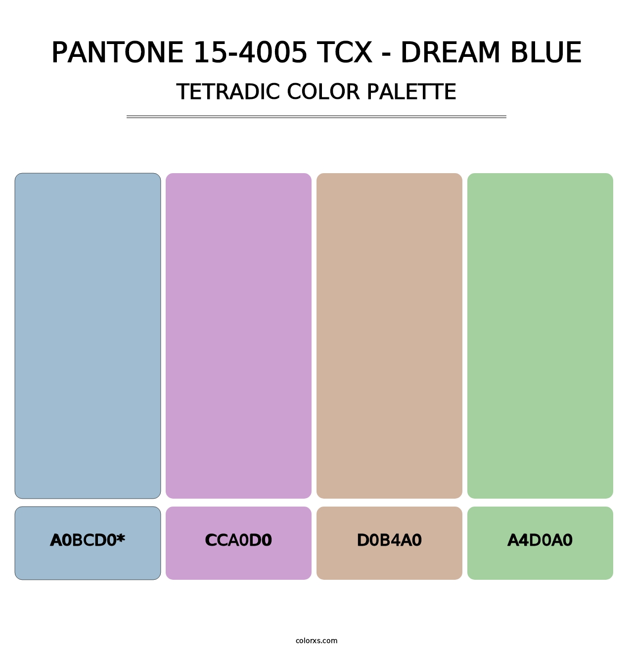 PANTONE 15-4005 TCX - Dream Blue - Tetradic Color Palette