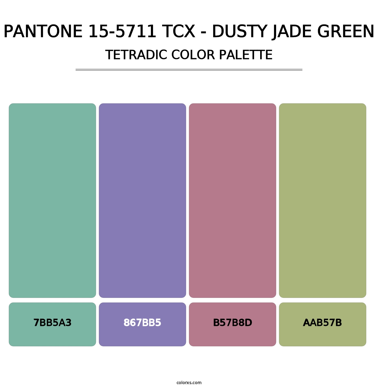 PANTONE 15-5711 TCX - Dusty Jade Green - Tetradic Color Palette