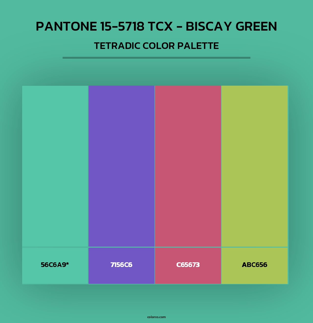 PANTONE 15-5718 TCX - Biscay Green - Tetradic Color Palette