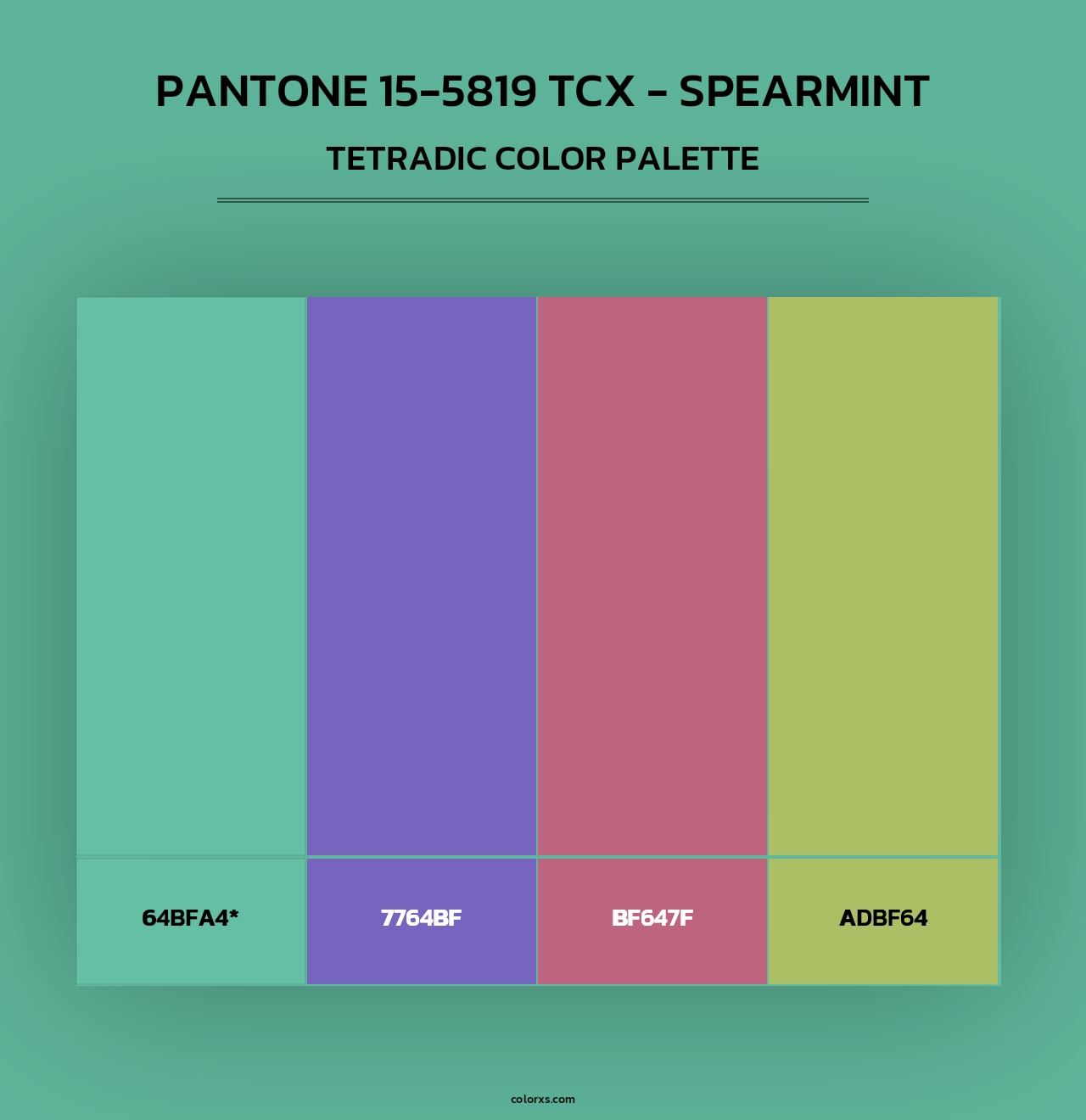 PANTONE 15-5819 TCX - Spearmint - Tetradic Color Palette