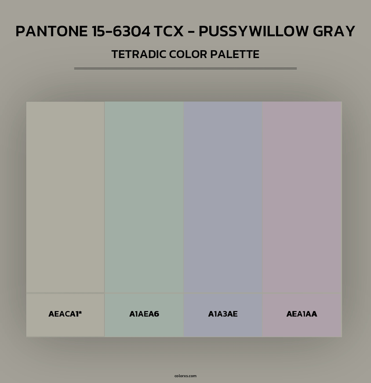 PANTONE 15-6304 TCX - Pussywillow Gray - Tetradic Color Palette