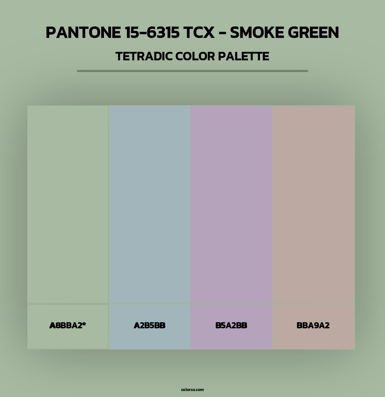 PANTONE 15-6315 TCX - Smoke Green - Tetradic Color Palette