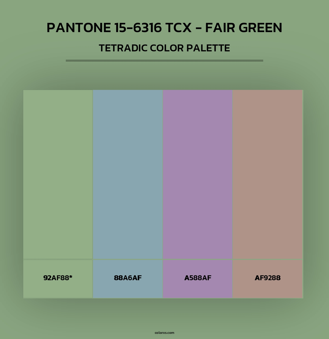 PANTONE 15-6316 TCX - Fair Green - Tetradic Color Palette