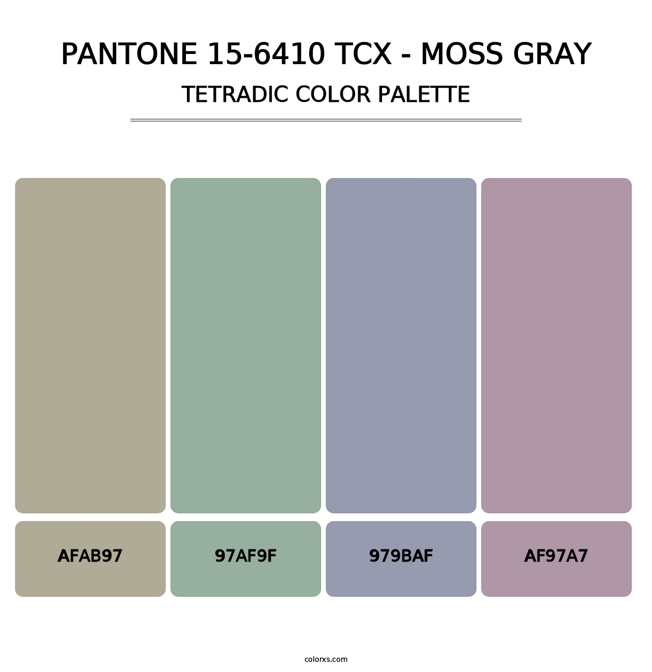 PANTONE 15-6410 TCX - Moss Gray - Tetradic Color Palette