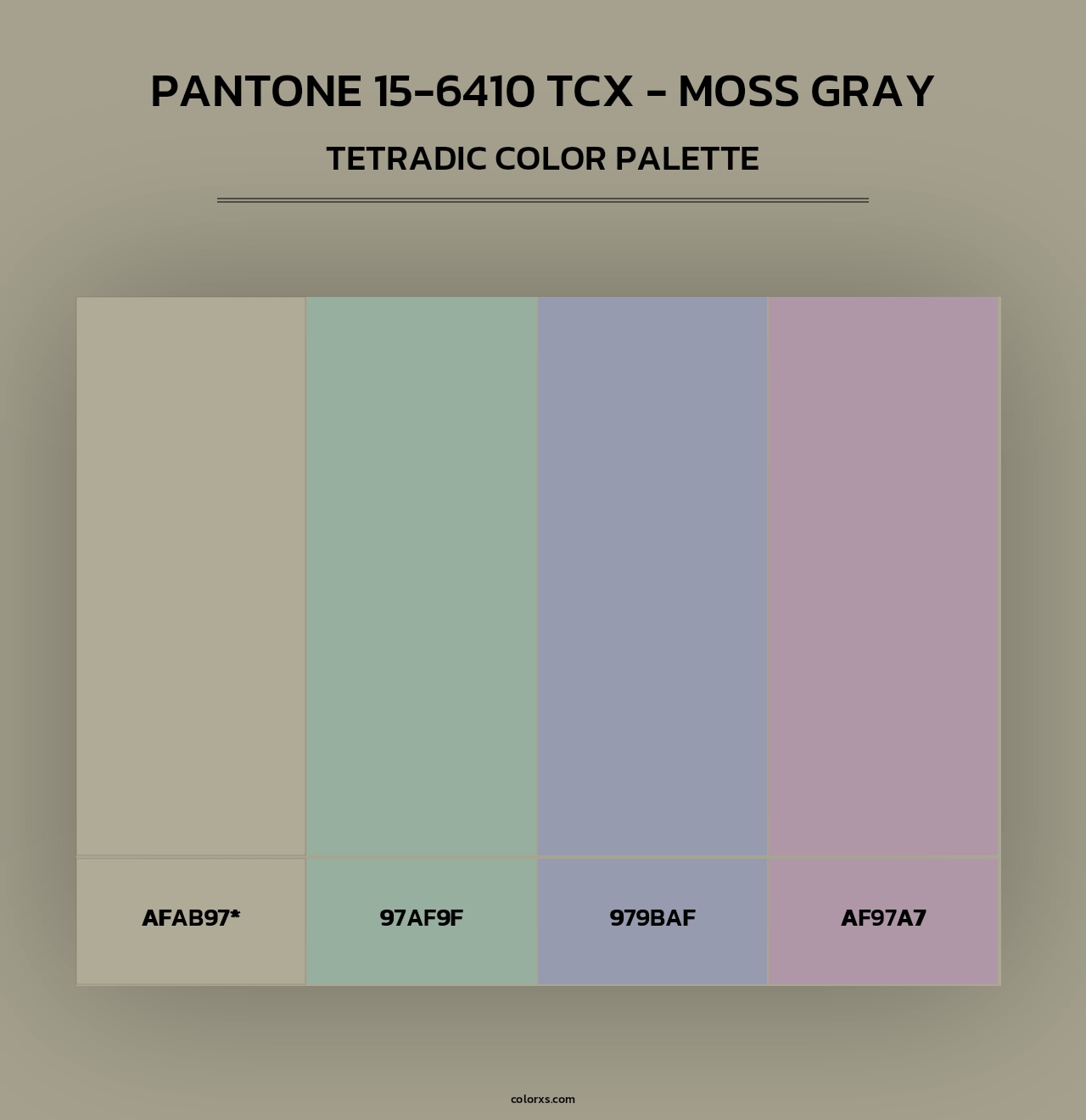 PANTONE 15-6410 TCX - Moss Gray - Tetradic Color Palette