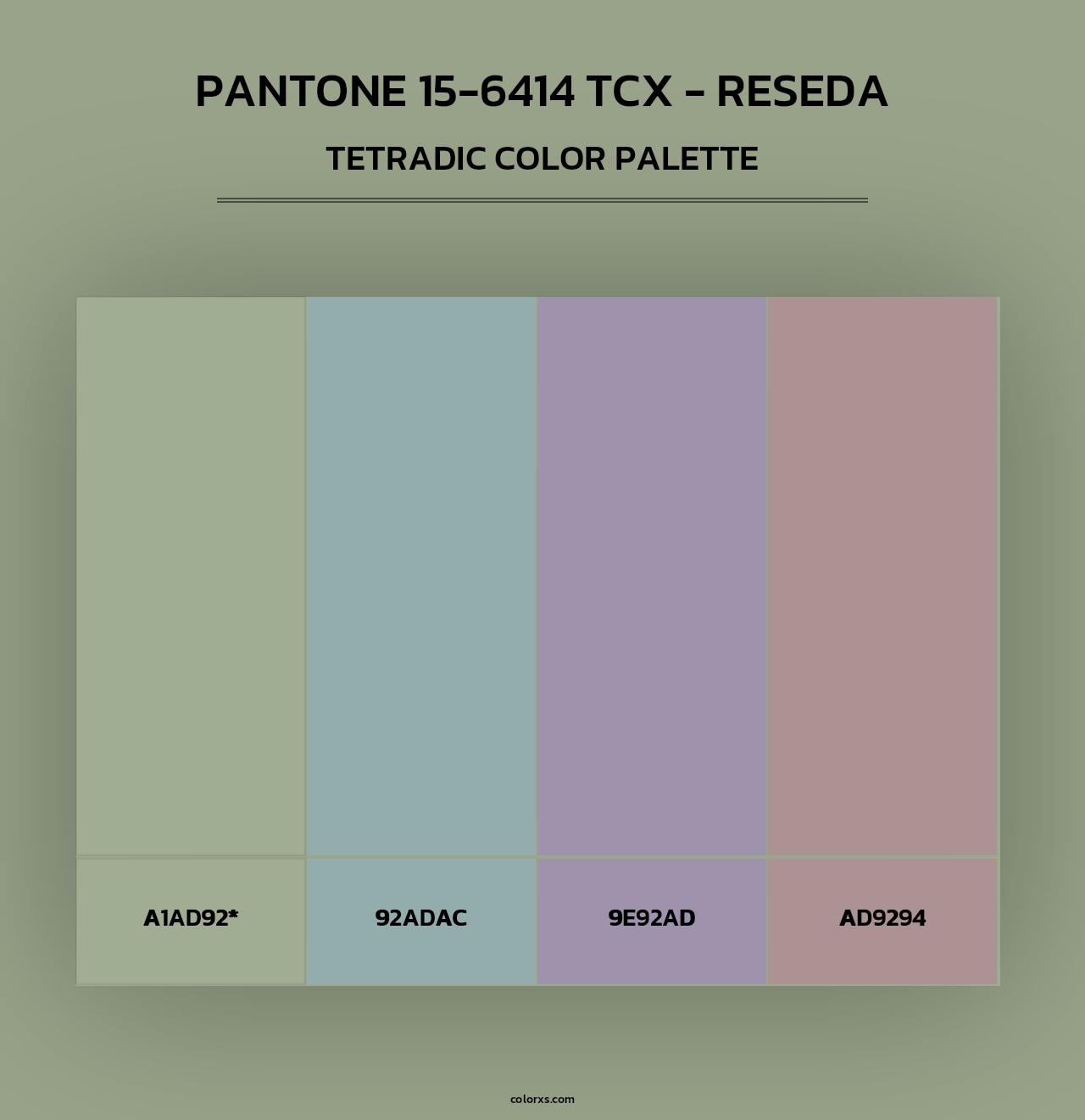 PANTONE 15-6414 TCX - Reseda - Tetradic Color Palette