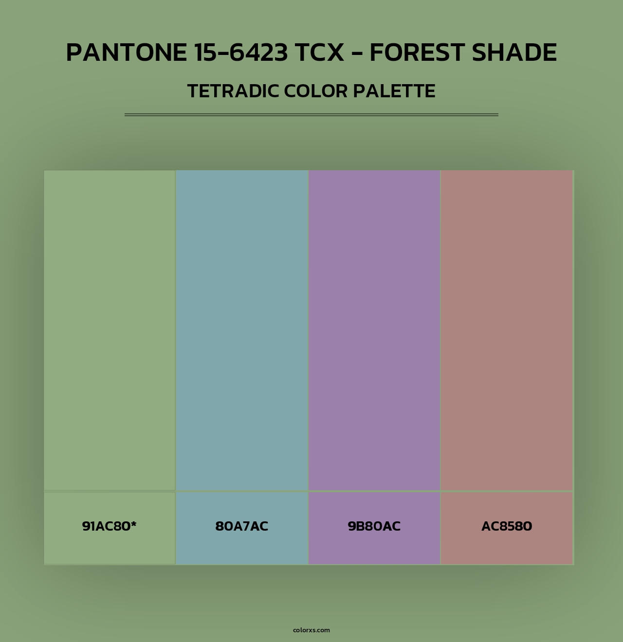 PANTONE 15-6423 TCX - Forest Shade - Tetradic Color Palette