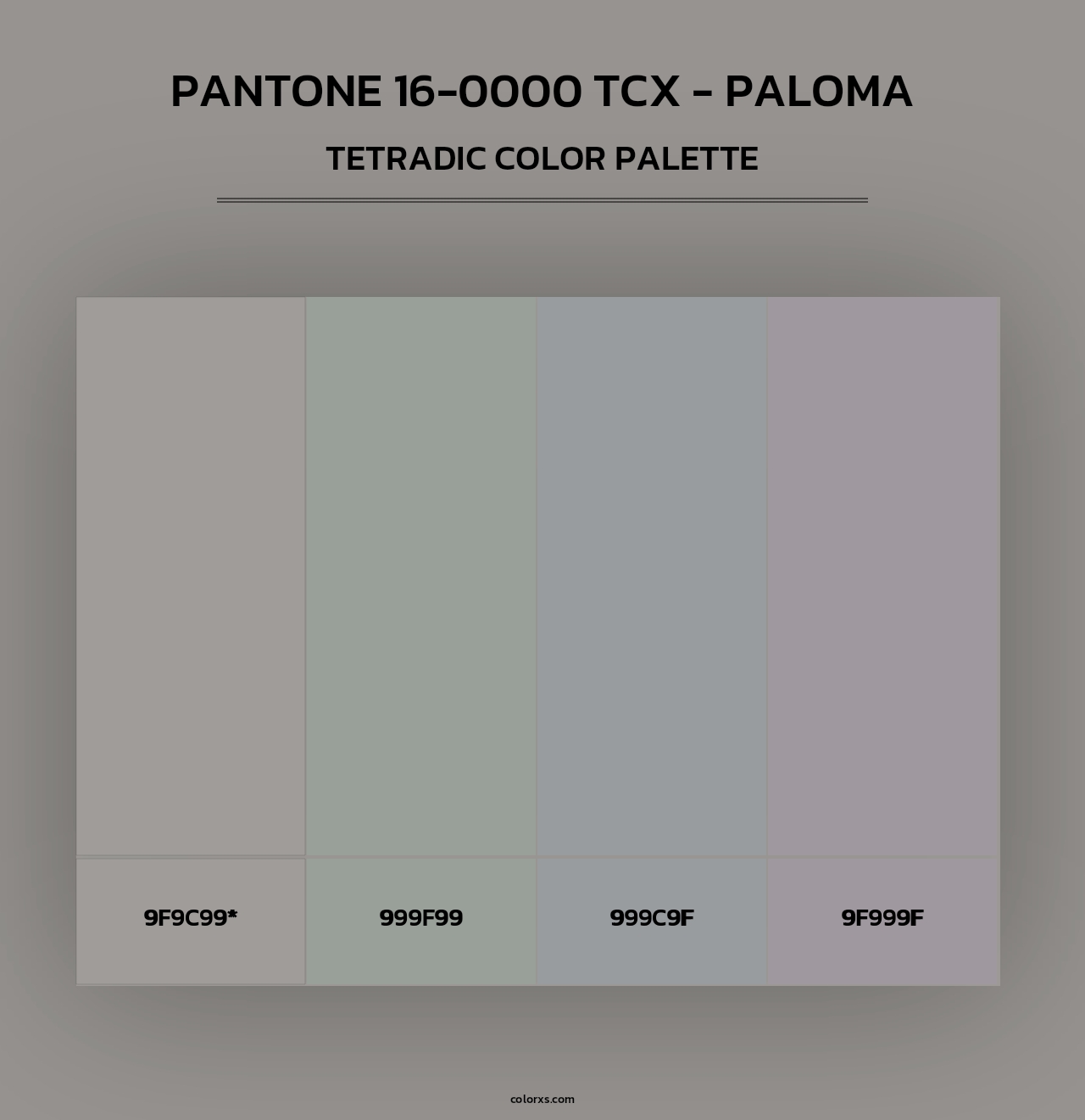 PANTONE 16-0000 TCX - Paloma - Tetradic Color Palette
